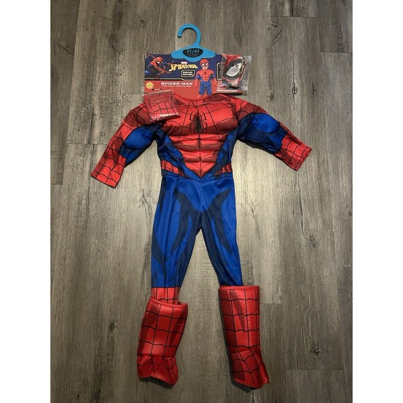 Spiderman Boy's Deluxe 3D Halloween Premium Styled Costume 3T / 4T - Picture 1 of 6